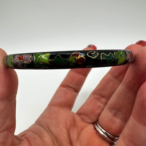 You pick! White or black floral cloisonne bangle bracelet, size 8.5! - Picture 13 of 15
